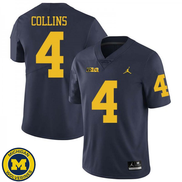 Mens Michigan Wolverines #4 Nico Collins Navy Jordan Brand Official Game Football Jersey